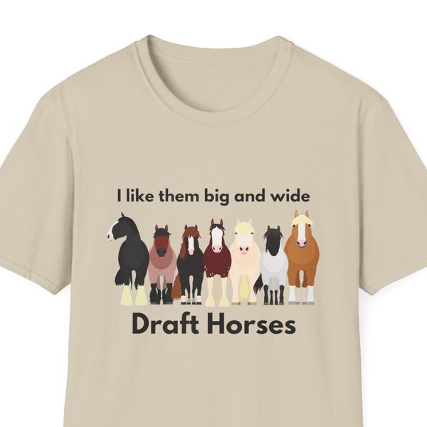 Draft Horses Big & Wide Round Neck T-Shirt - Size XS - XL