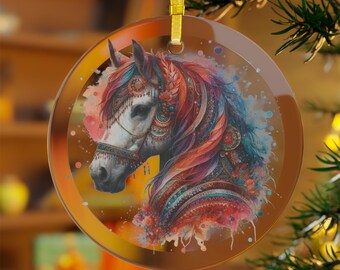 Boho Horse Glass Ornaments
