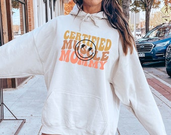 Moletom com capuz de academia Muscle Mommy para musculação, moletom com capuz engraçado para levantamento de peso, moletom com capuz feminino retrô para treino, roupa de ginástica com capuz retrô