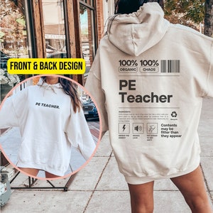 Pe leraar hoodie voor terug naar school, grappig pe leraar cadeau voor waardering van de leraar, gymleraar cadeau voor nieuwe pe leraar, Pe t-shirts