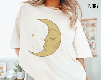 Koszulka Boho Moon Phase, Koszulka Celestial, Koszulka Mystic Moon and Sun, Koszulka Vintage Graphic, Koszulka Spiritual, Prezent Astronomiczny dla Dziewczyny