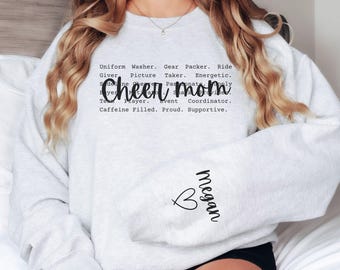 Cheer Mom Sweatshirt, Custom Cheer Mom Shirt Personalized Cheer Sweater, Cheer Sweatshirt Mom, Cheerleader Mom Shirt, Mothers Day Gift