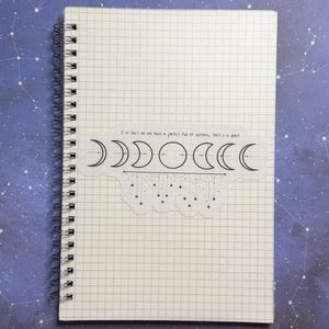 Moon Phase Notebook | Dark Humor Celestial Journal | Graph Paper Stationery