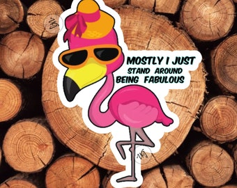 Funny Flamingo Vinyl Sticker, Decal