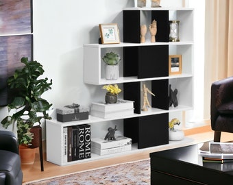 Wooden Bookshelf, Modern Bookcase, Corner Bookcase, Cube Bookcase, Storage Bookcase, Display Shelf for Home, Living Room Divider Bookcase