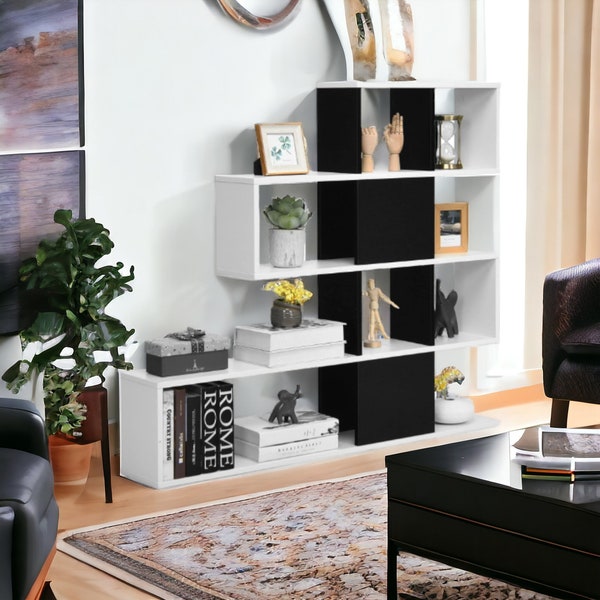 Wooden Bookshelf, Modern Bookcase, Corner Bookcase, Cube Bookcase, Storage Bookcase, Display Shelf for Home, Living Room Divider Bookcase