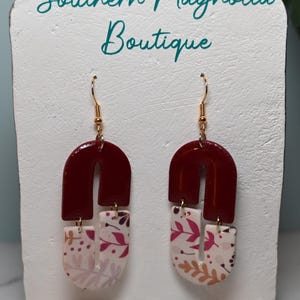 Fall Botanical Earrings / Lightweight Jewelry / Autumn Statement Earring / Handmade Earrings / Polymer Clay Earrings /