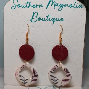 Fall Botanical Earrings Layered / Lightweight Jewelry / Autumn Statement Earring / Handmade Earrings / Polymer Clay Earrings /