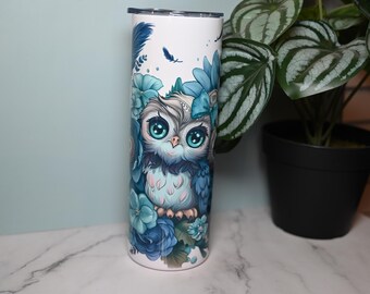 Lindo vaso con forma de búho con flores / Lindo vaso con forma de par de búhos / Vaso con forma de búho / Regalo para mamá / Regalo para ella / Vaso de sublimación / Vaso hecho a mano