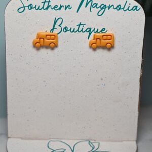 Back to School Earrings / School Bus Stud Earrings / Teacher Earrings / Bus Driver Earrings / Polymer Clay Earrings / Handmade Earrings