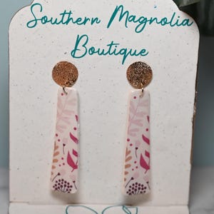 Fall Botanical Dangle Earrings w/Gold Stud / Lightweight Jewelry / Autumn Statement Earring / Handmade Earrings / Polymer Clay Earrings /