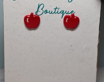 Red Apple Ohrstecker, Polymer Clay Lehrer Ohrringe