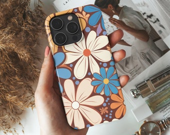Flower Floral Daisy Retro Groovy Hippie Phone Case 60s 70s 80s Y2K iPhone 13 Pro Max 12 Mini 11 Plus Case Phone Case Aesthetic Retro