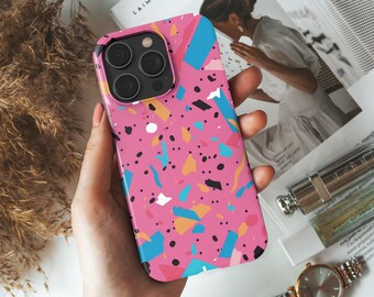 Retro 80s 90s Pink Memphis Confetti Inspired Y2K Phone Case iPhone 13 Case 12 Case 11 Case 13 Pro Max Case 12 Pro Case Mini Case