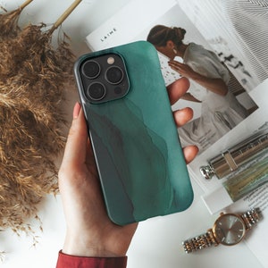 Forest Green iPhone 16 iPhone 15 Case Phone case For 14 13 12 11 Pro Plus Mini Max Aesthetic Water Color Army Green iPhone Case Samsung