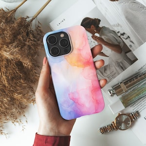 Multicolor Watercolor iPhone Case Pro Max 12 11 Plus Phone Case Beach Shell Gift For Her Him iPhone 14 Case 14 Pro Max iPhone 13 Case 13