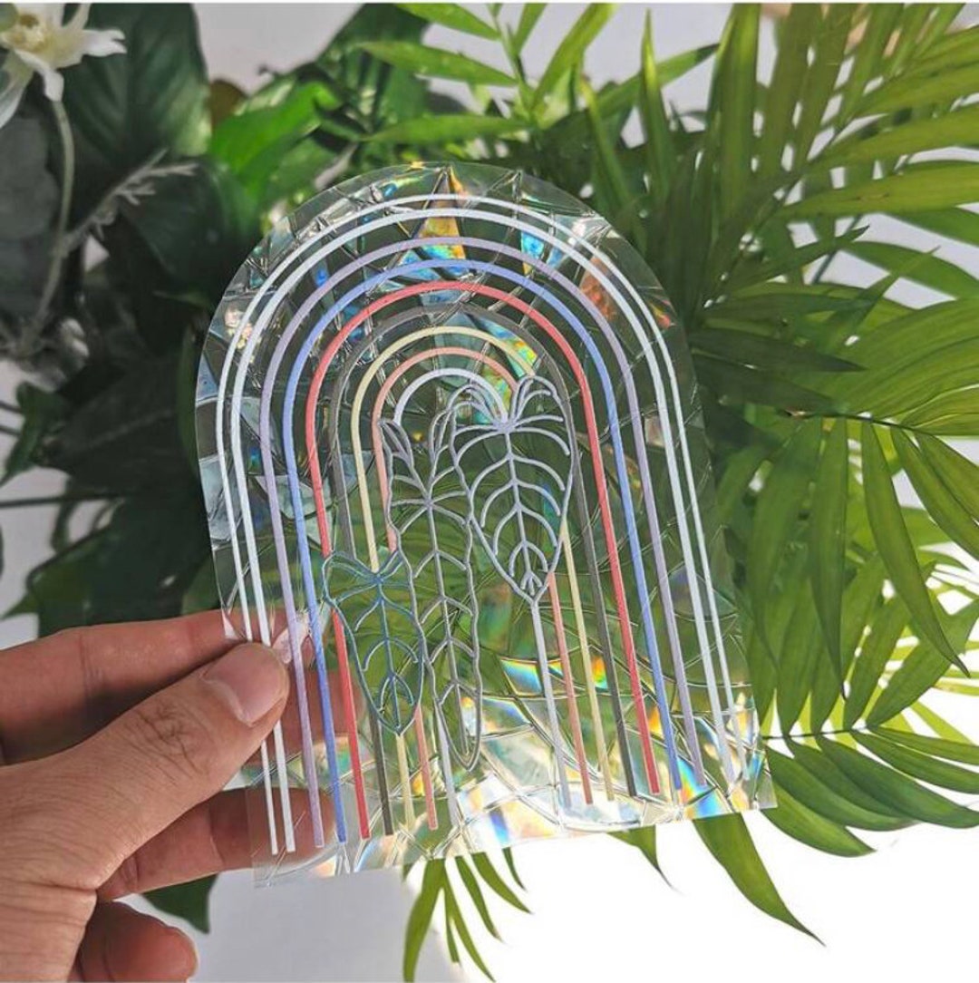 Monstera Rainbow Suncatcher Window Decal Rainbow Decal for Etsy
