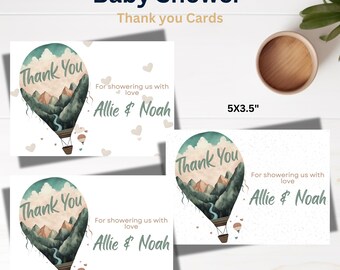 Hot Air Balloon Baby Shower Thank You Card: Adventure Awaits (Printable)