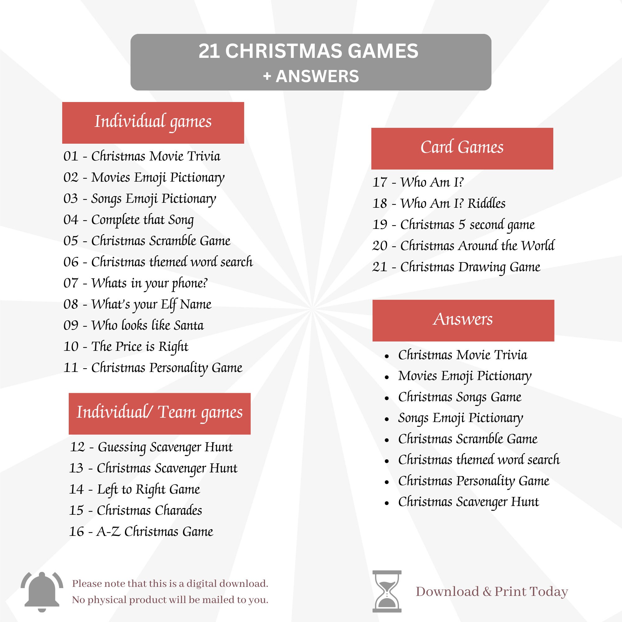 Printable Christmas Games Bundle, Christmas Party Games, Family ...