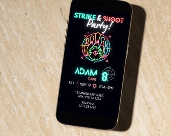 Neon Laser Tag & Bowling Birthday Video Invitation (Digital)
