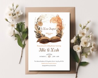 Book Themed Baby Shower Invitation: Editable Storybook Design (Digital Download)