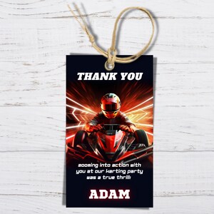 Thank you Tag Go Karting Birthday Invitation, Go-Karting Invite, Go Kart Racing Party, Boy, Girl, Editable, Instant Download, Printable