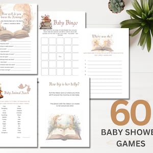 Gamesbundel voor nieuw hoofdstuk babyshower, gamekaarten, doe-het-zelf, bewerkbare digitale sjabloon, direct downloaden