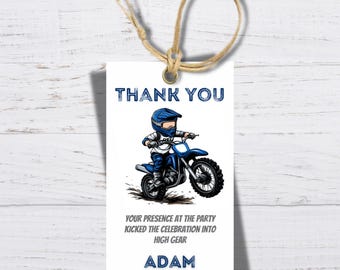 Dirt Bike Birthday Thank You Tag: Adventure Party (Editable Template, Instant Download)