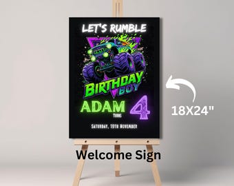 Monster Truck Welcome Sign: Editable Monster Bash Template (Digital Download)