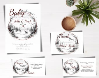 Winter Wonderland Baby Shower Invitation Set (Digital Template)