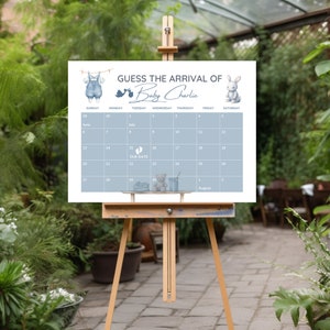Due Date Calendar Sign for Hello Baby Shower, Baby Clothes,Clothesline, DIY, Editable Digital Template, Instant Download