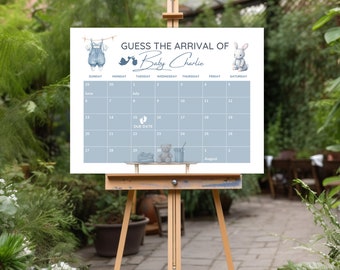 Baby Shower Due Date Calendar Sign: Editable Template (Digital Download)