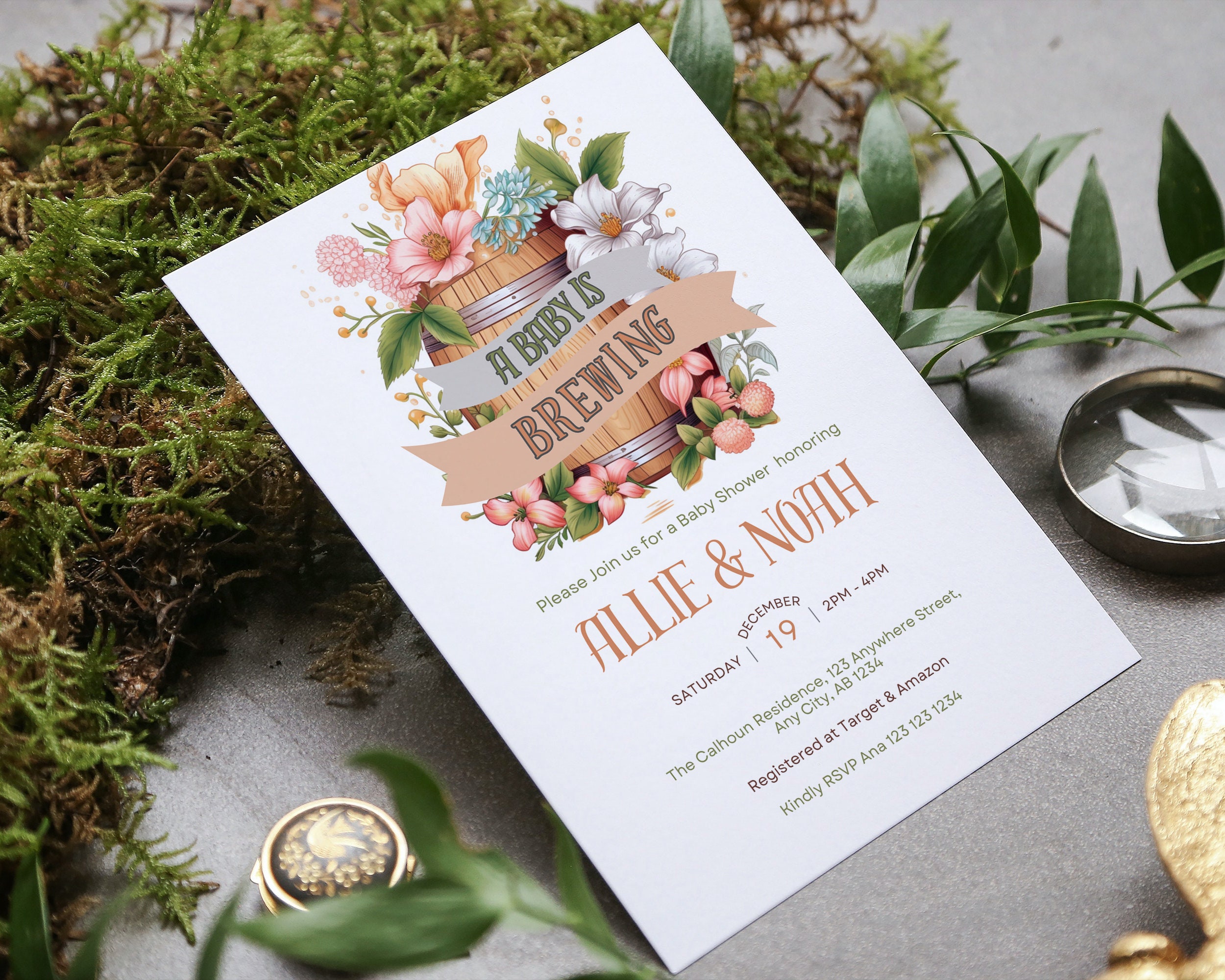 JYUN A Baby is Brewing Baby Shower Invitation, Beer Baby Shower