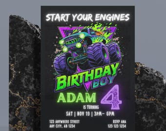 Monster Truck Birthday Invitation: Editable Racing Party Template (Digital Download