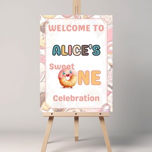 Welcome Sign Sweet One Invite First Birthday Sweet 1 theme Party Donut invitation 1st Bday
