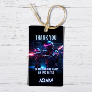 thank you tag Laser Tag Neon Laser Tag invite Glow Laser Tag Party Neon Glow Laser Party Editable Template Instant Download, Printable