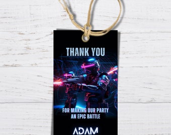 thank you tag Laser Tag Neon Laser Tag invite Glow Laser Tag Party Neon Glow Laser Party Editable Template Instant Download, Printable