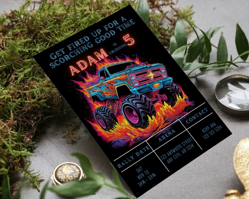 Monster Truck Rally Birthday Invitation Editable Truck Party - Etsy