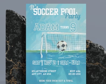 Soccer Pool Party Invitation: Editable Football Theme (Digital Download)
