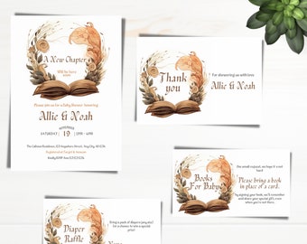 Book Themed Baby Shower Invitation Set: Editable Storybook (Digital Download)