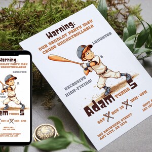 Sandlot Birthday Invitation, Kids Baseball Birthday Party, Fun games Invite, Digital Editable Template, Instant Download
