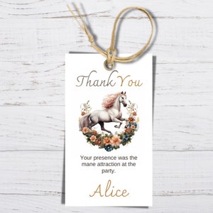 Thank you Tag Horse Birthday Invitation, Floral Horse bday invite, Watercolor Cowgirl Party, Instant Digital Download, Printable Template