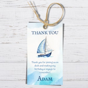 Merci Tag voile dans une invitation d'anniversaire, voilier 1er anniversaire d'invitation, marine nautique, marin, téléchargement immédiat, imprimable