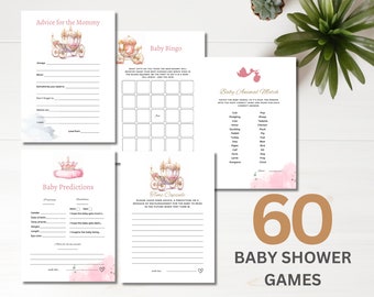 Princess Baby Shower Games Bundle: Editable Template (Digital Download)