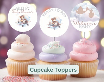 30 Decorazioni Per Cupcake A Tema Viaggio – Aereo, Bagagli, Aereo, Per Feste Di Compleanno E Baby Shower, In Cartone 300g