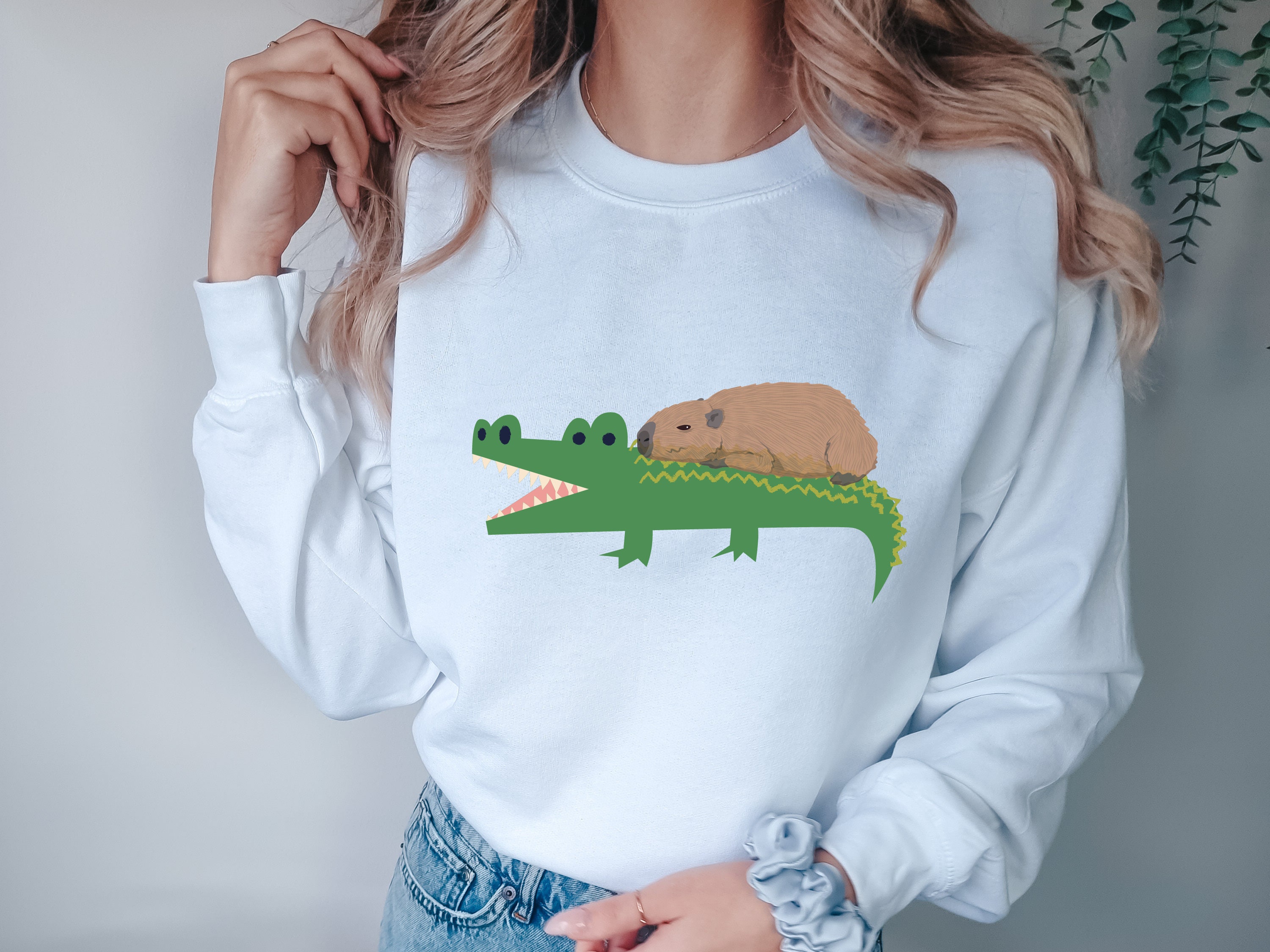 Capybara Sweatshirt, Capybara Tiktok, Capybara Riding a Crocodile ...
