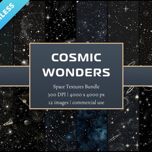 Seamless Cosmic Wonders Textures | Digital Paper | Space & Celestial Textures | Printable Paper | Space Digital Paper | Commercial Free
