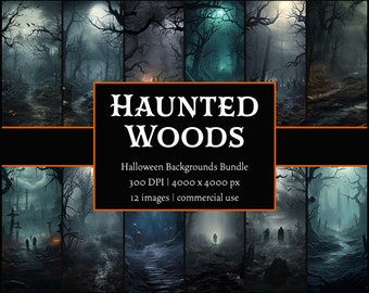 Haunted Woods | Halloween Backgrounds PNG Bundle | Halloween Wallpapers | Commercial Use