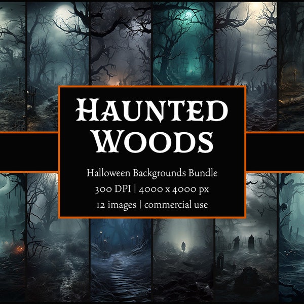 Haunted Woods | Halloween Backgrounds PNG Bundle | Halloween Wallpapers | Commercial Use