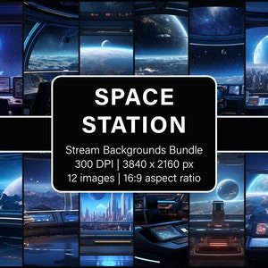 Space Station | Vtuber Background | Stream Background | Twitch Background | Virtual Background | PNG Bundle of 12
